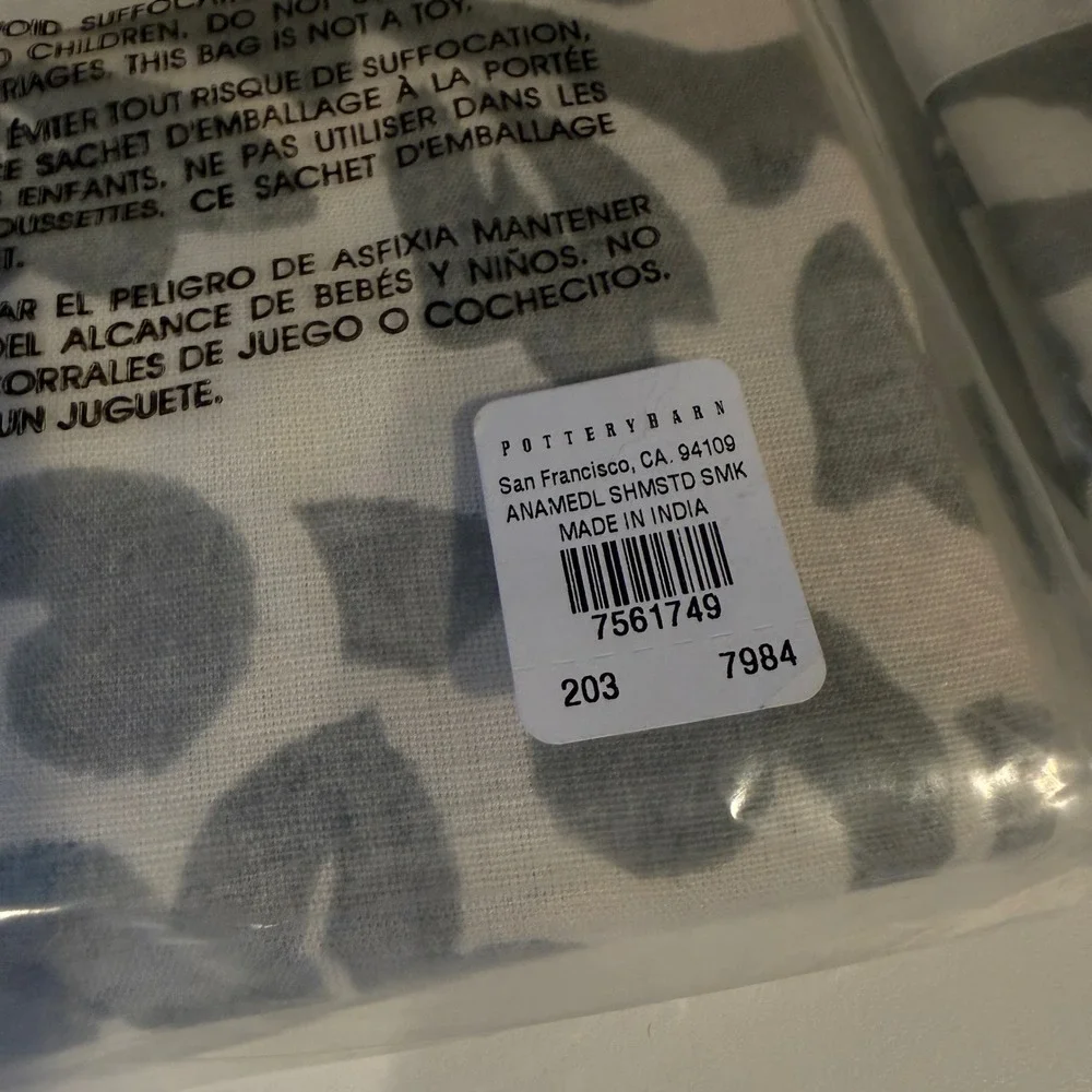 Pottery Barn Ana Medallion Gray‎ White Cotton Sham Set 2 Standard 1 Euro NEW